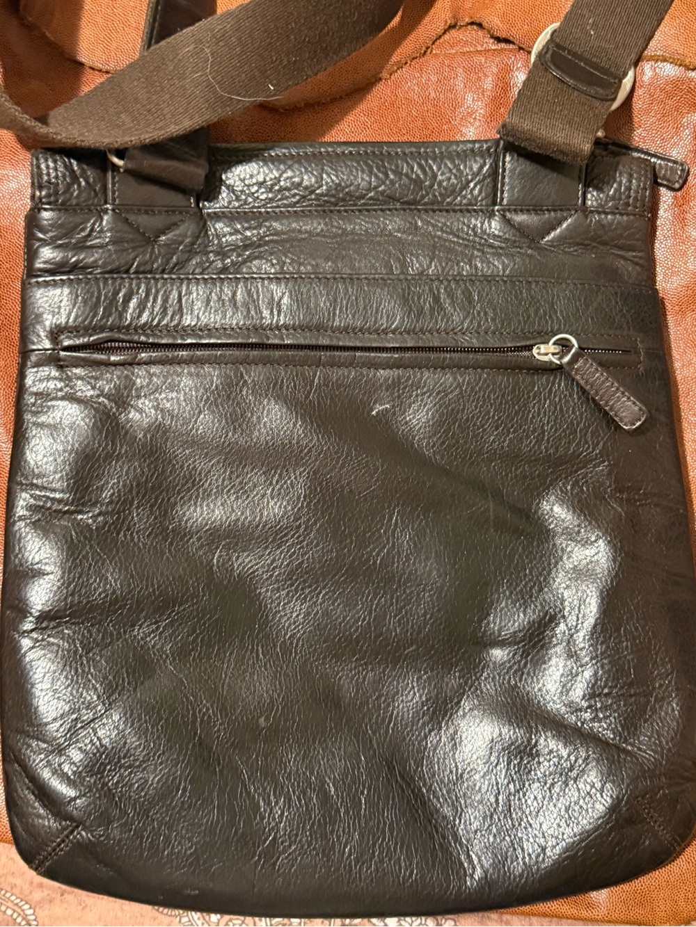 Osgoode Marley Brown Genuine Leather Organizer Crossbody Messenger Bag